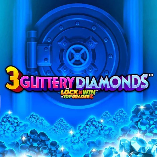 3 Glittery Diamonds slot logo by PearFiction Studios at Trino Casino